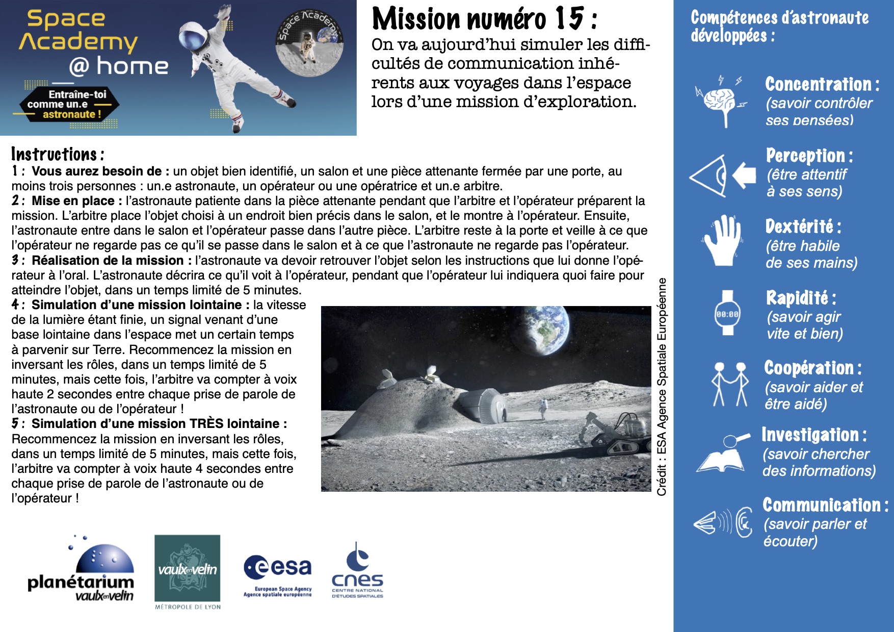 Space academy Mission 15 Communiquer dans l'espace
